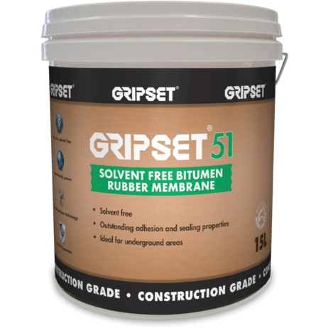 GRIPSET 51 MULTI PURPOSE SOLVENT FREE BITUMEN RUBBER MEMBRANE | 15 Litre Pail - Earthco Projects Store